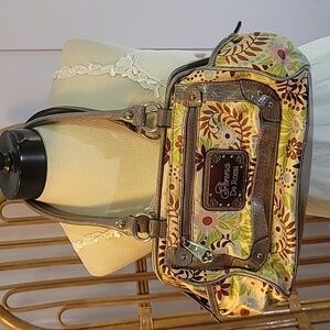 Genna de rossi floral purse with silver metallic look trim Y2K style